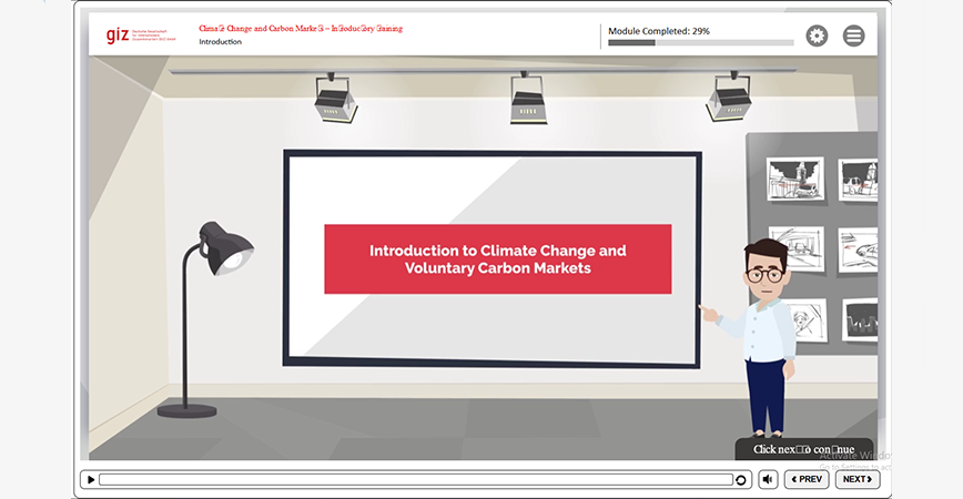 Voluntary Carbon Markets eLearning course interface screenshot